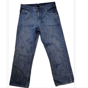 Mens Hurley Jeans Sz 32x30 High Rise Medium Wash Denim Embroidered Logo Vintage